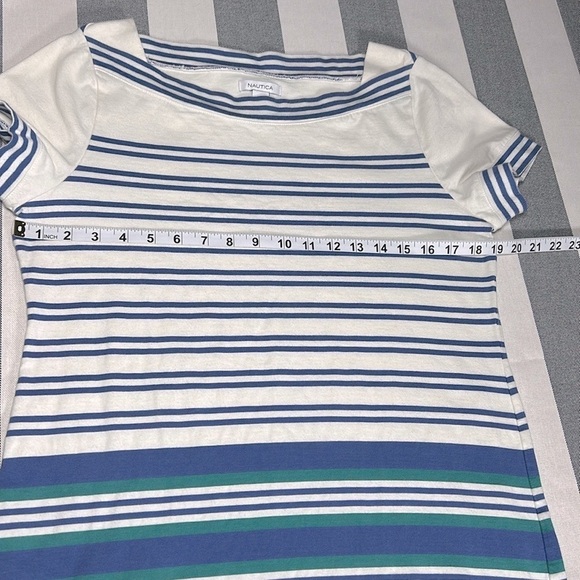 Nautical Breton Stripe Cotton Shift Dress Boat Neck Coastal Preppy XL - Picture 4 of 11
